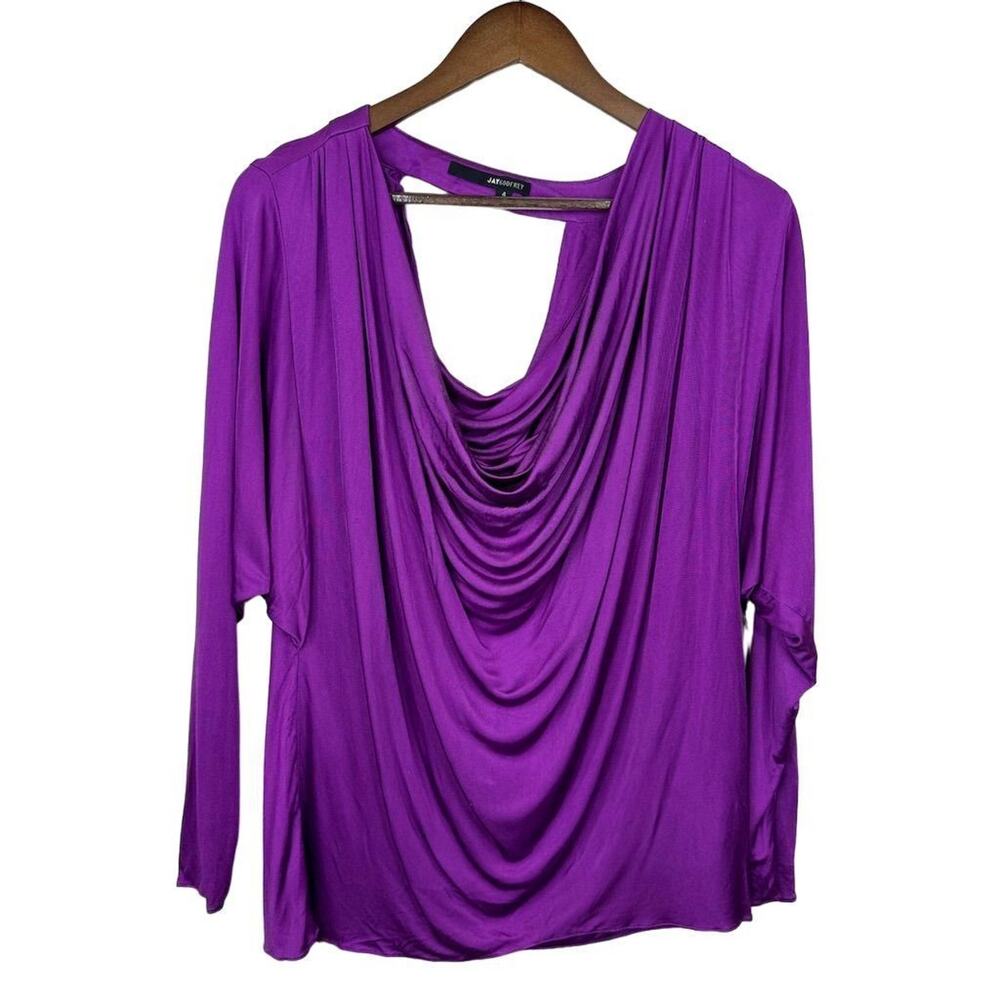 Jay Godfrey Purple Silk Blend Draped Cowl Neck Dolman Sleeve Blouse‎ Top Size 4